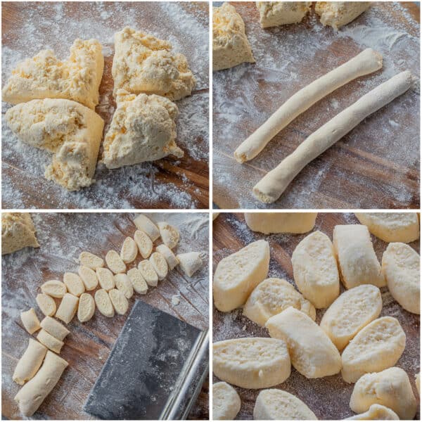 Step by step process of shaping the lazy pierogi.