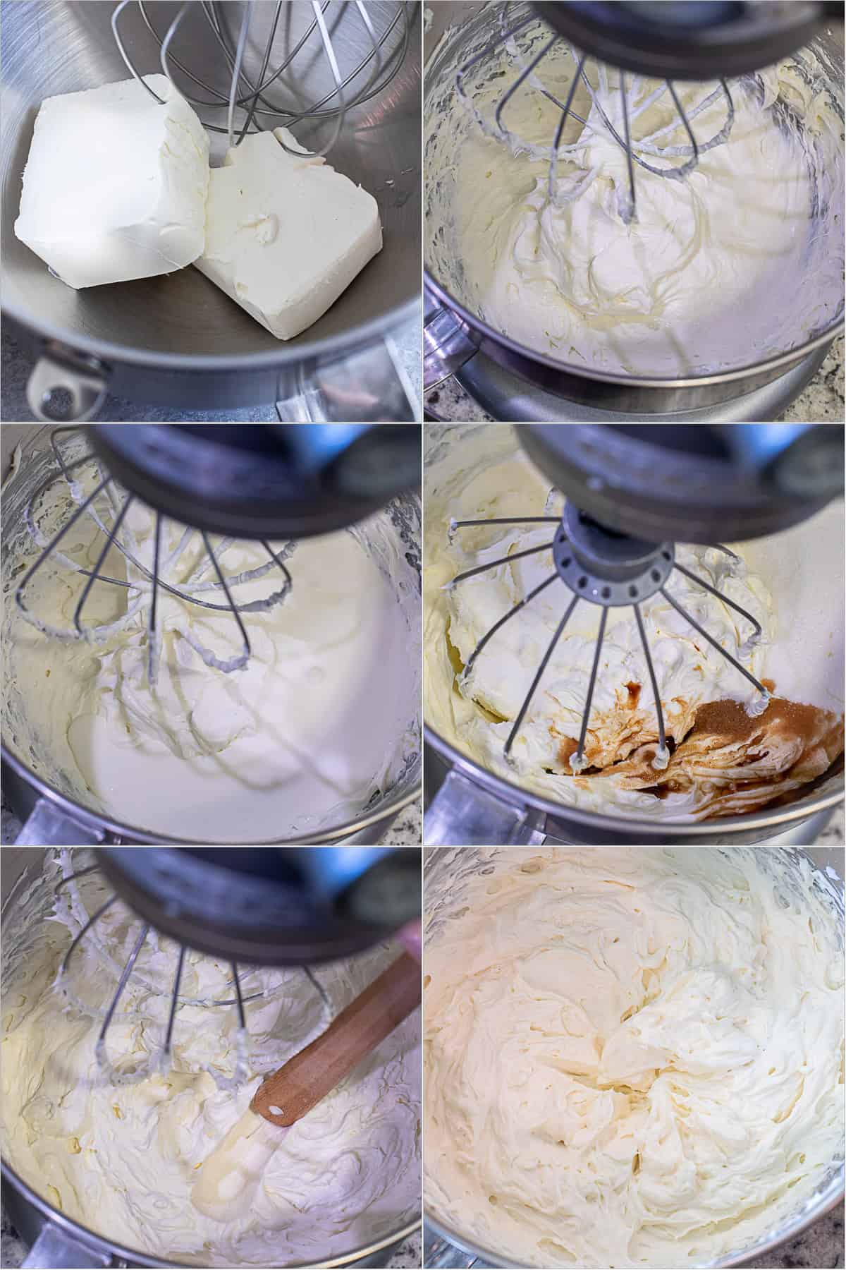 Step by step process of making the Chantilly Cream Frosting