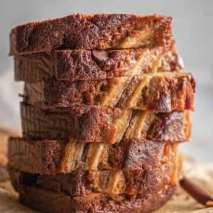Banana Bread Slices stacked up