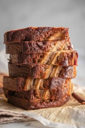 Banana Bread Slices stacked up